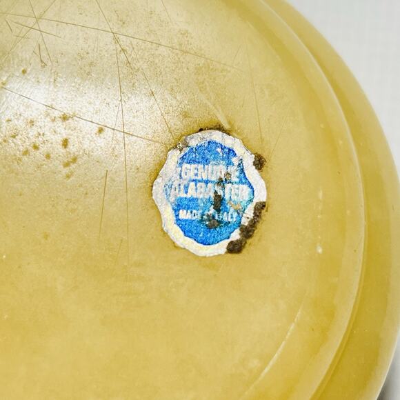 Vintage Italian Alabaster Trinket Box Stone & Brass For Jewelry Made in Italy - Picture 4 of 8